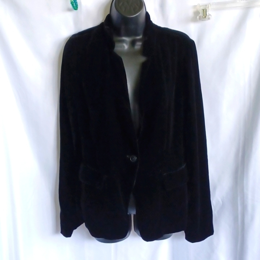 NWT Gap black velvet blazet coat jacket Sz 8